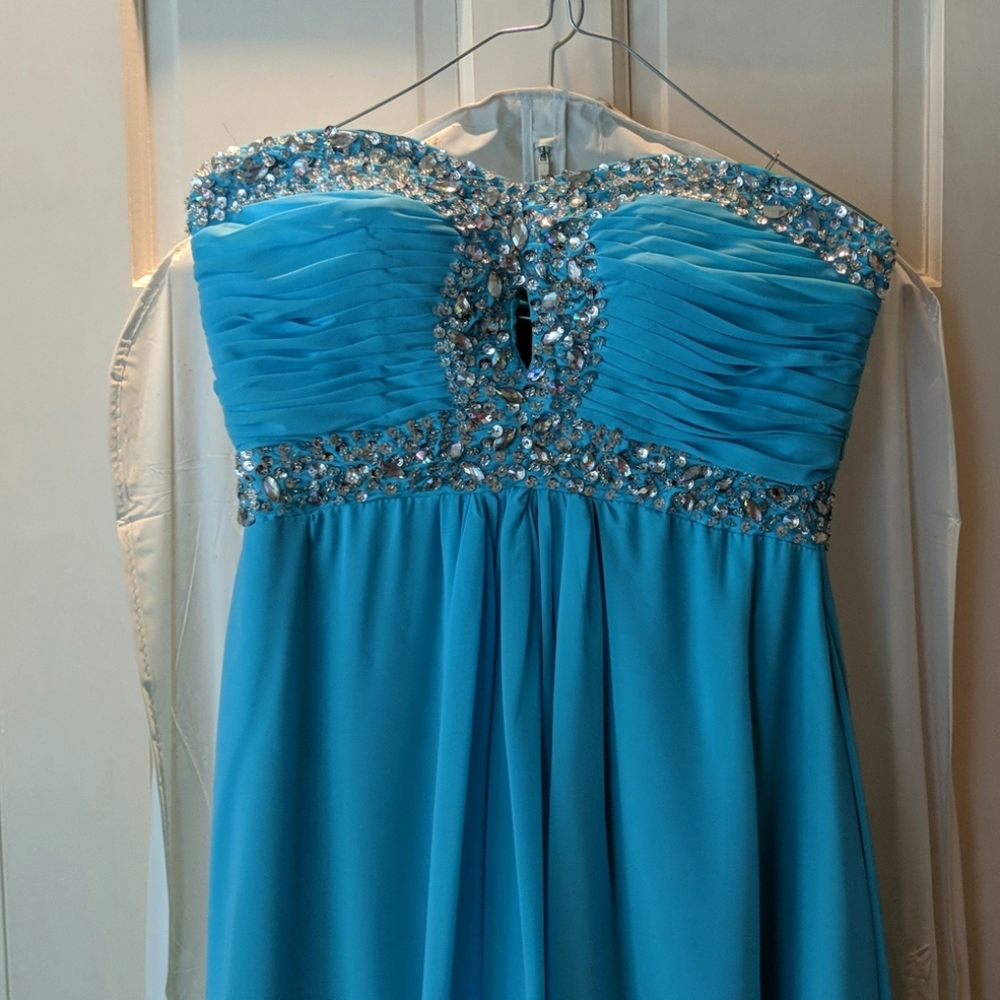 Blue beaded formal long dress size 10
